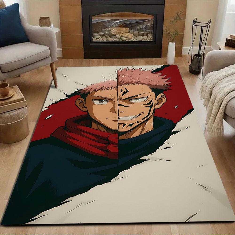 Split Persona Anime Rug Design Patterned carpet, non slip mat suitable for living room and bedroom sofas