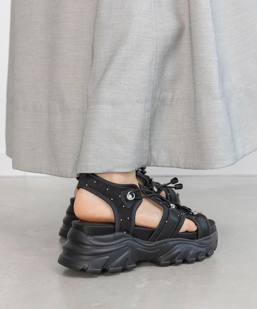 Спортивные сандалии с прозрачными вставками и украшениями PR35183 BLACK S