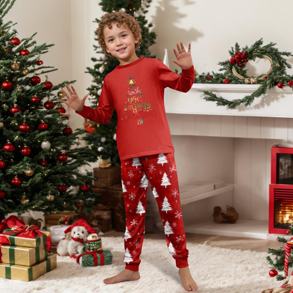 Print Cute Family Set Pajamas, Home Clothes, Family Set Long Sleeve Top Pants Set