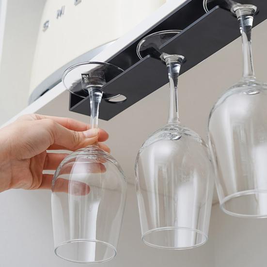 Goblet Storage Holder No Punching Space-saving Great Stickiness Anti-slip Organization Storage Self-adhesive Wine Glass Upside Down Hanging