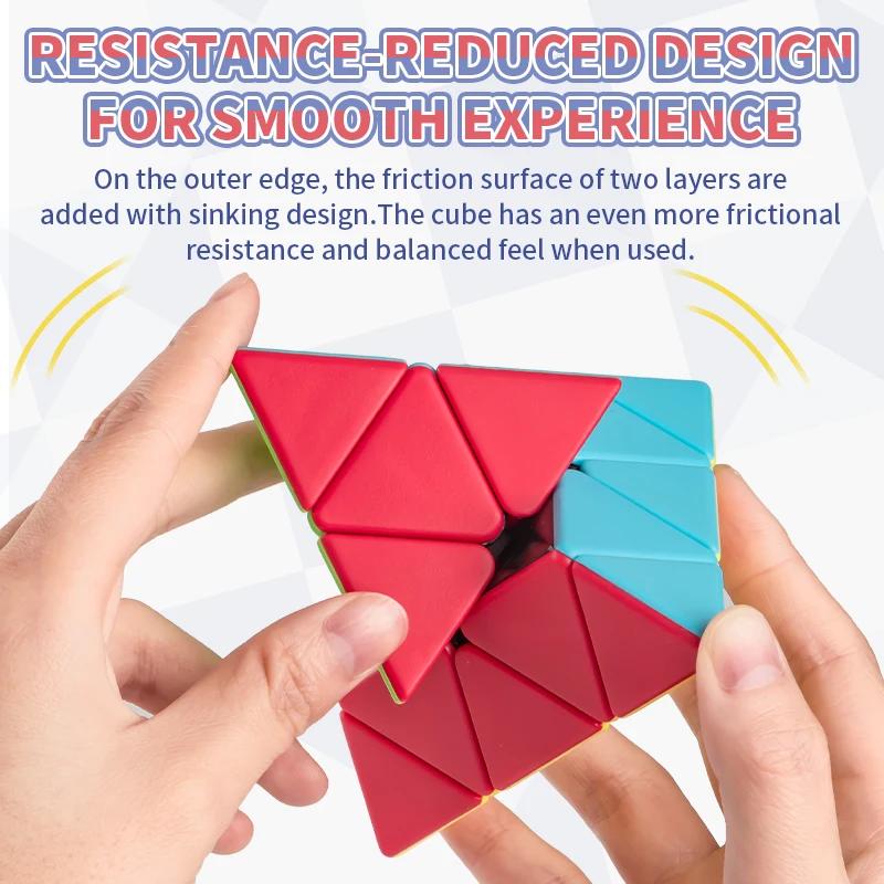 Solid Color Pyramid Magic Cube 3x3 Triangle Magic Cube Professional Speed Magic Cube Educational Toys for Children Gifts