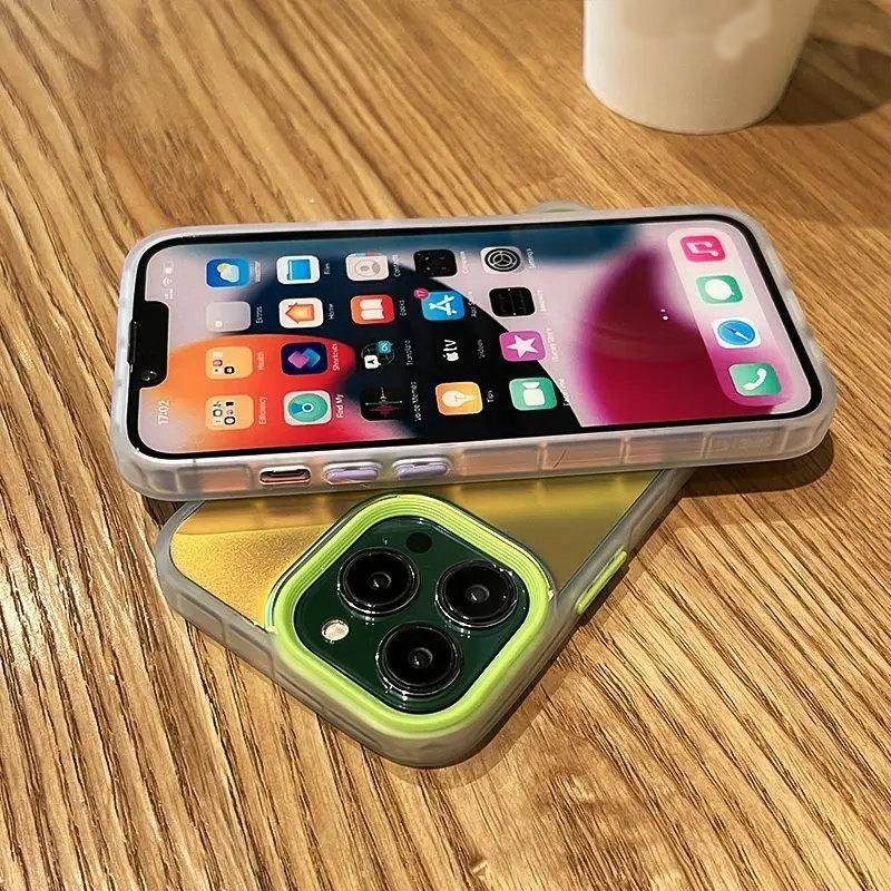 Роскошный матовый градиентный лазерный чехол для iPhone 11 12 13 14 15 Pro Max противоударный чехол для iPhone 15 14 Plus аксессуары для чехлов для телефонов