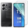 Силиконовый чехол для Xiaomi Redmi Note 13 4G (не для 5G) с 2 закаленными стеклами прозрачная защита