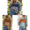 Polyester Striped Casual Long Sleeve T Shirt For Women With Color Block Design For Spring