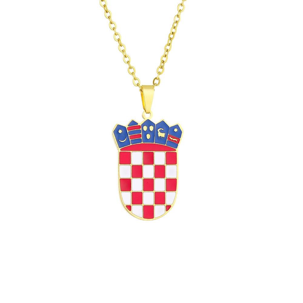 Подвеска-кулон из нержавеющей стали с хорватским гербом для мужчин и женщин - Геометрический дизайн из титановой стали