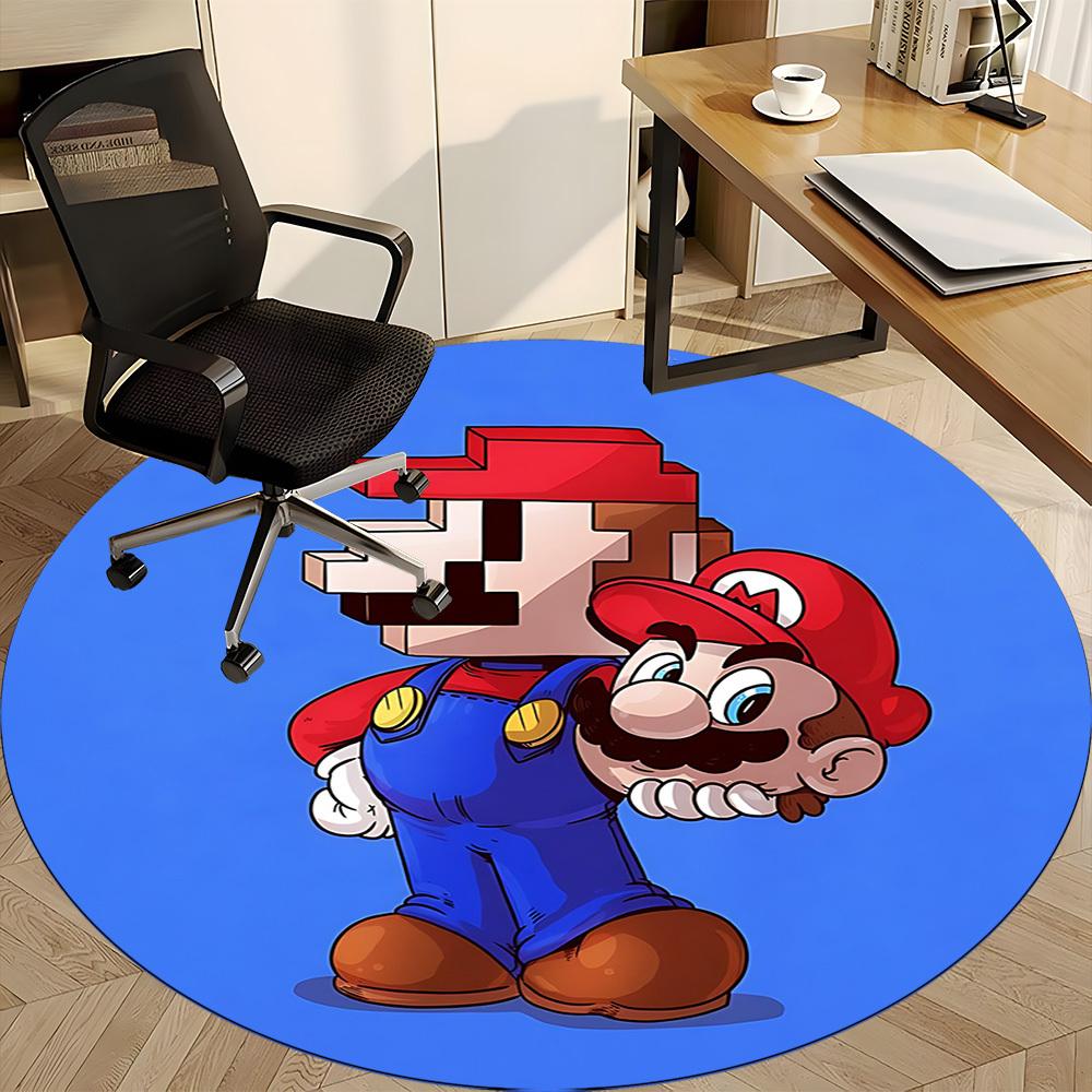 1pc Mario Pixel Art Office Round Area Rug, Under Office Chairs Bedroom Living Room Home Decor  a1022310