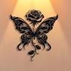 1 PC of Black Iron an Elegant Butterfly with A Rosey Metal Wall Art - Modern Home Decor for Bedroom, Living Room, or Bathroom.