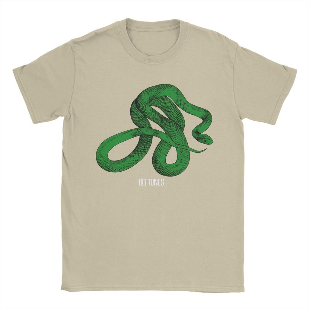 Streetwear T Shirt Deftones Green Snake Pure Cotton TShirts  Novelty Tee Shirt for Unisex Summer YK Casual Short Sleeve Tees
