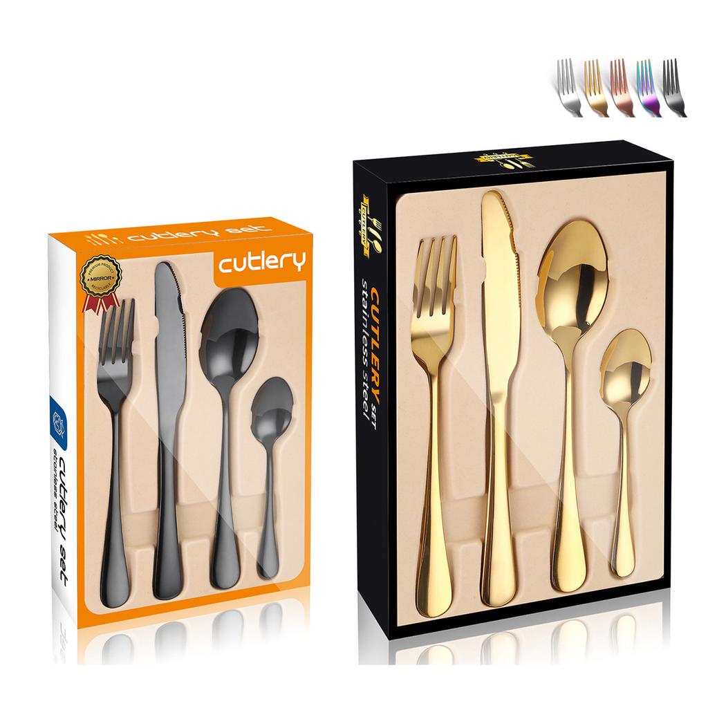 Popular Stainless Steel Cutlery Set 24 Pieces Gift Box Household Knives Forks  Spoons Kitchen Household