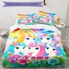 3PC Custom Name Rainbow Unicorns Fantasy Bedding Set Printed Bedding Set Duvet Cover Closure Includes 1 Duvet Cover & 2 Pillowcases for All Seasons Be