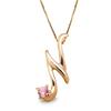 Initial N Necklace In Pink Gold with Your Choice of Birthstone and Pink Tourmaline (October)