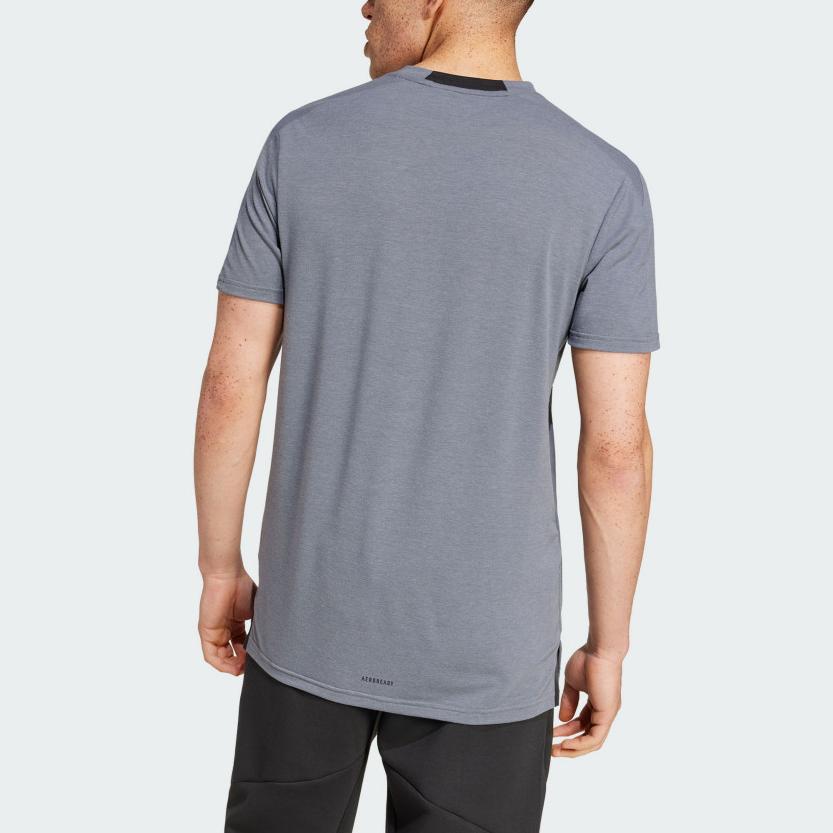 Adidas Футболка Aeroready Logo Round Neck Slim Fit с коротким рукавом, мужские топы, серые JI5766