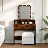 VidaXL Dressing Table with LED Smoked Oak 80x41x144.5 Cm, Makeup Table, Bedroom Dressing Table, Dressing Table with 848182