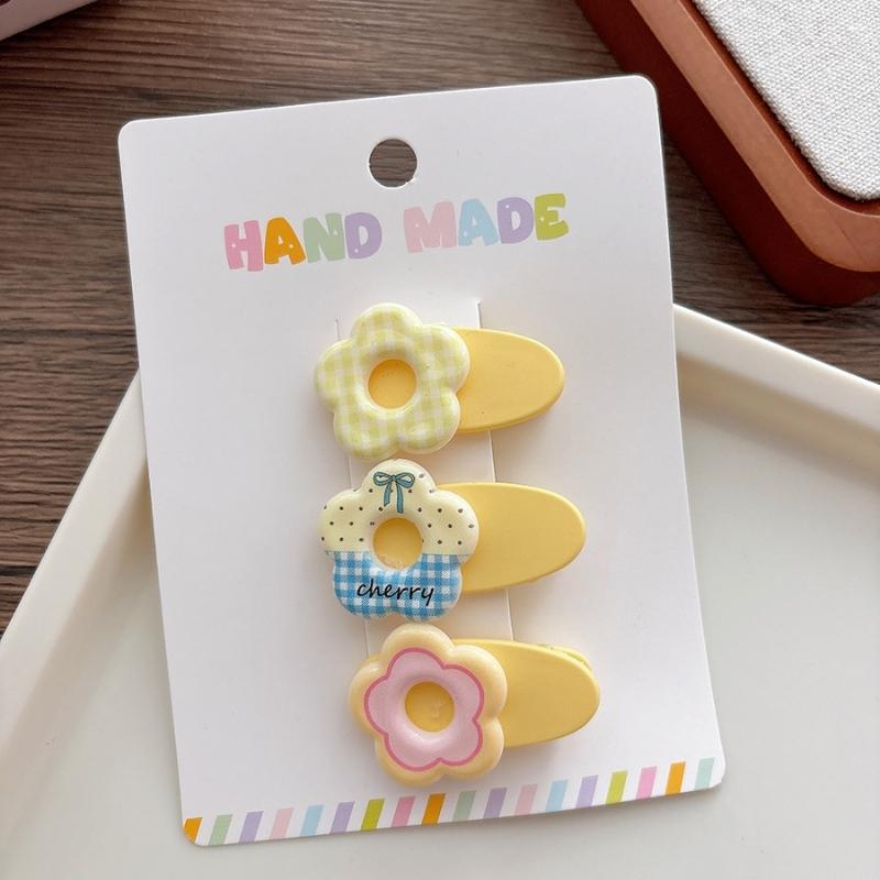 3 шт./набор Корейские заколки для волос Нескользящие Детские цветочные заколки-автоматы для детской челки Аксессуары для волос