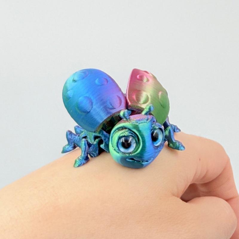 1/6PCs 3D Printed Firefly Insect Models Toys Simulated Ladybug Ant Firefly Animals Figurine Home Decoration KidsToys