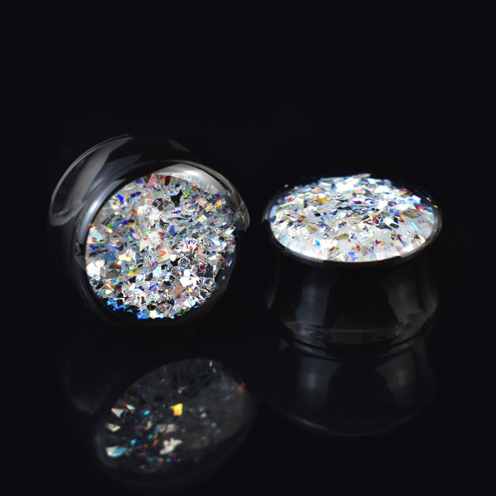 2 шт. 8-50 мм блестящие блестки ушные вкладыши туннели калибры расширитель для ушей растяжитель украшения для тела для женщин мужчин