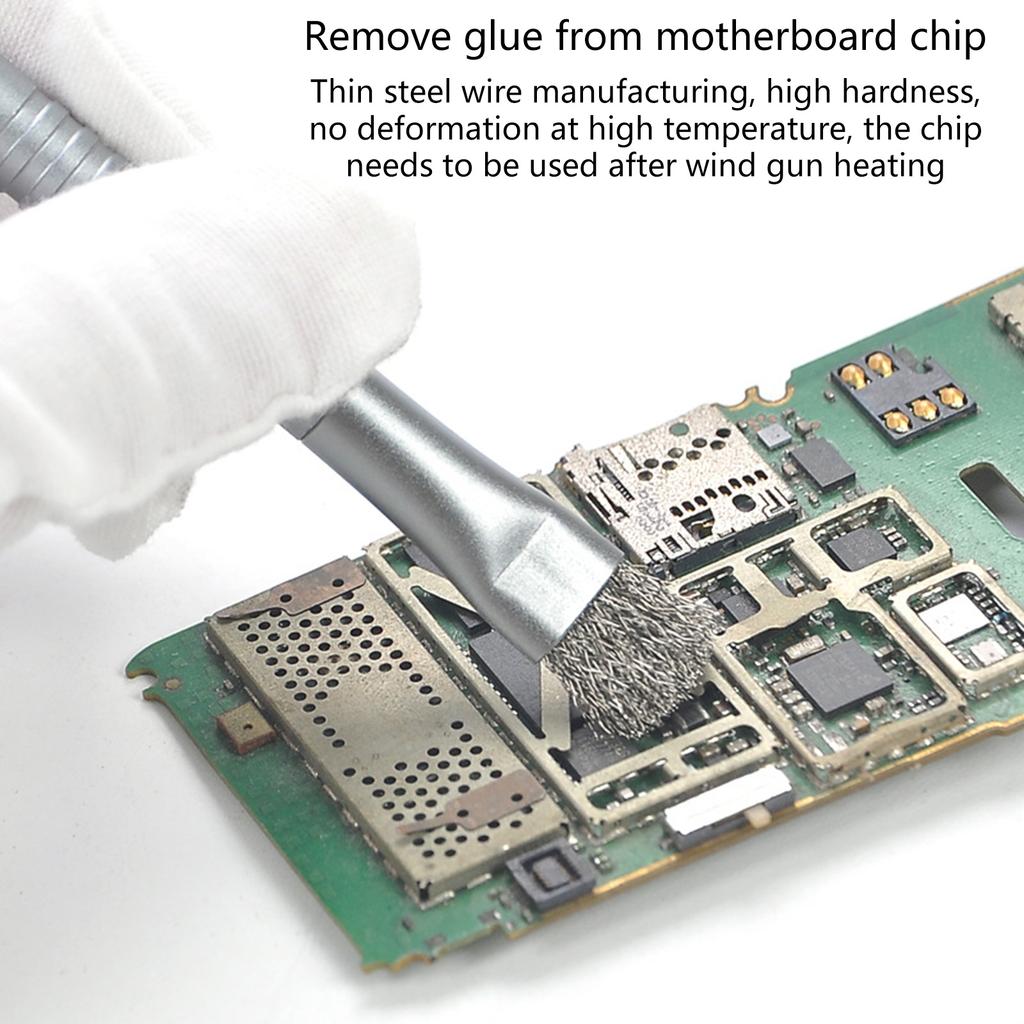 4 шт. Антистатические сменные головки для щеток для удаления клея с материнской платы телефона, микросхем, инструменты для чистки печатных плат с проволокой и щетиной