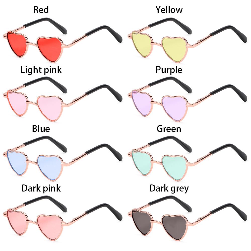 Vintage Doll Sunglasses For Doll Accessories Heart Metal Glasses Photo Prop Pet Glasses Toy 9.5cm Miniature Doll Sunglasses