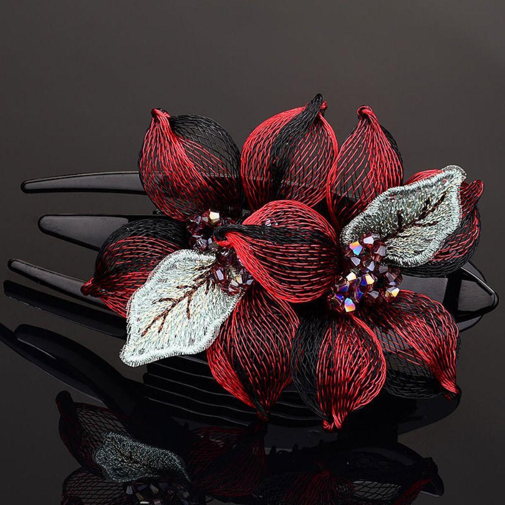 Korean Style Women Hairpin Large Crystal Headdress Jewelry Flower Hairclip  Gift