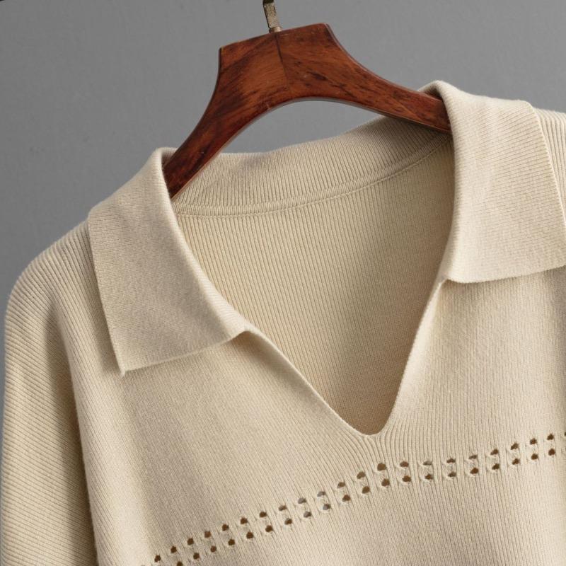 Autumn and Winter New Knit Sweater Set POLO Collar Ladies Simple Trend V-neck Solid Color Loose Slim Dress
