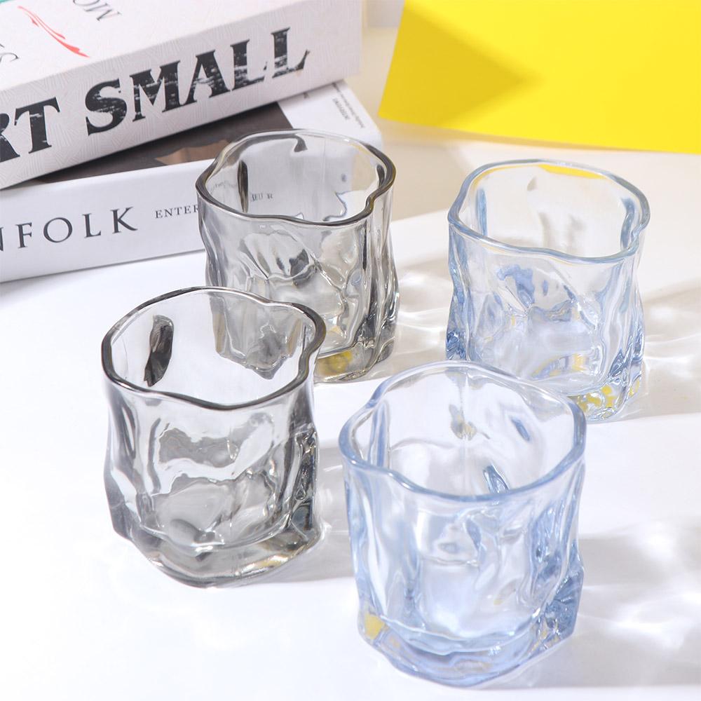 6Pcs Comfortable Grip Irregular Cup Colorful Cocktail Drinking Glasses Whisky Glass Cup  Kitchen