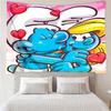 The Smurfs Print Tapestry, Backdrop, Easy Setup, Ideal for Bedroom, Office & Living Room, with Aesthetic Wall Hanging Decor.