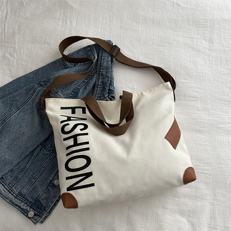 Новинка 2024 года, модная повседневная сумка большой емкости, универсальная парусиновая сумка через плечо, сумка для покупок