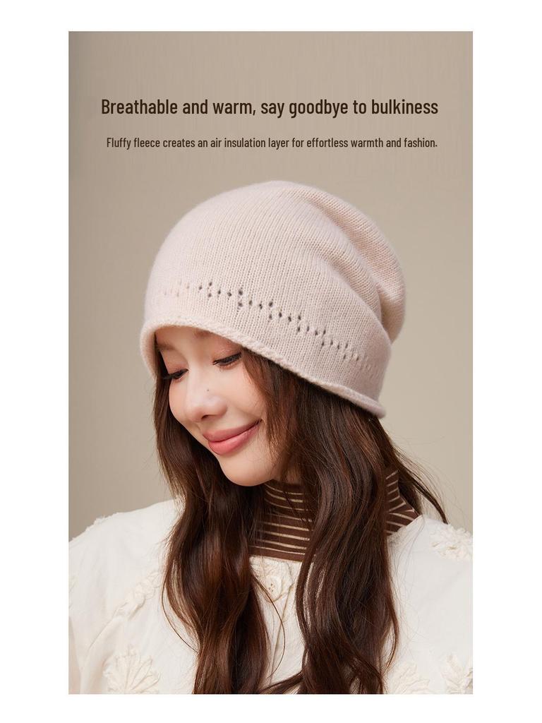 Женская вязаная шапка-бини из чистого кашемира - Универсальная шапка-носок для осени и зимы