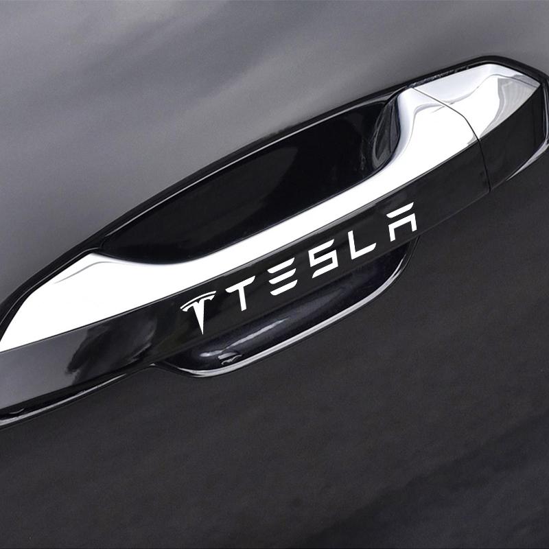 4Pc Car Door Handle 3D Stickers Tire Rear View Mirror Decals Styling For Tesla Model S Model X Model Y Cybertruck Model 3 Model Y