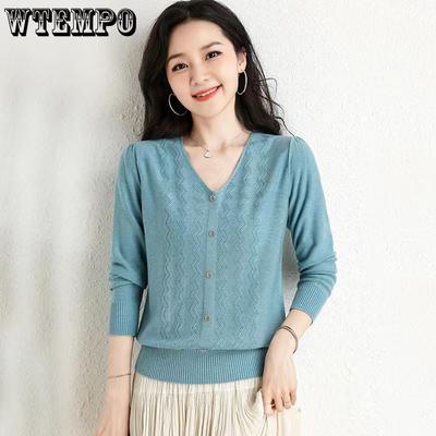 Женский пуловер с V-образным вырезом, с длинными рукавами, вязаный свитер-пуловер с длинными рукавами