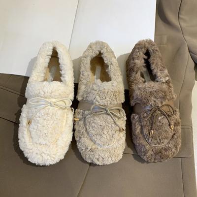 Женская повседневная обувь на плоской подошве, теплые плюшевые мокасины без застежек, женские меховые шлепанцы, удобная обувь для спальни