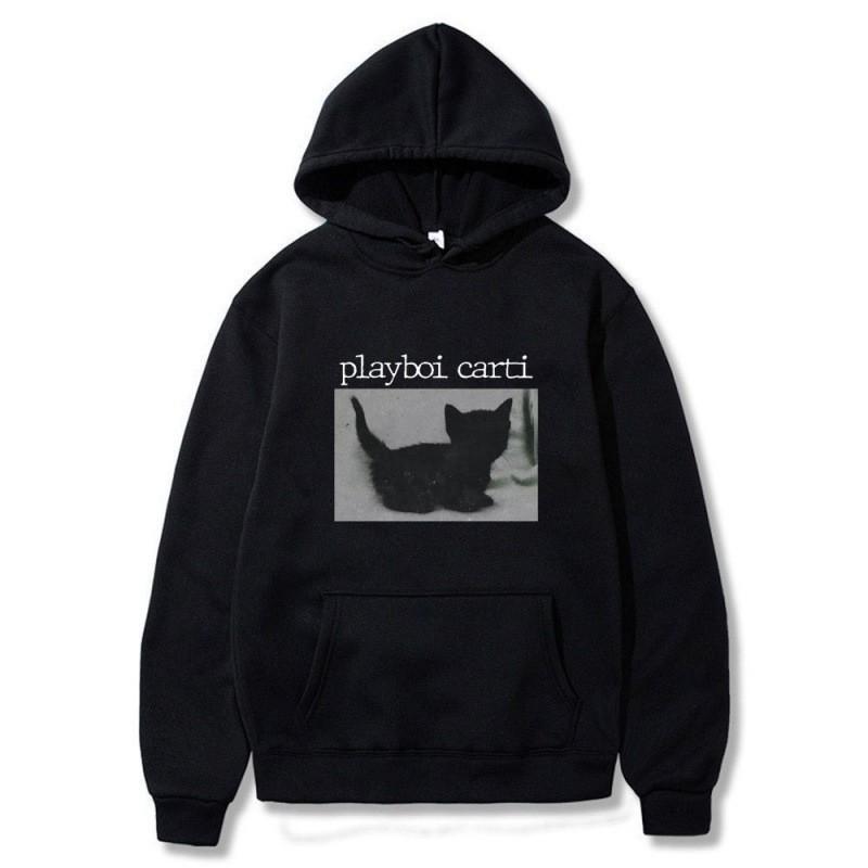 Unisex Vintage Cat Print Hooded Sweatshirt With Kangaroo Pocket Casual Long Sleeve Pullover