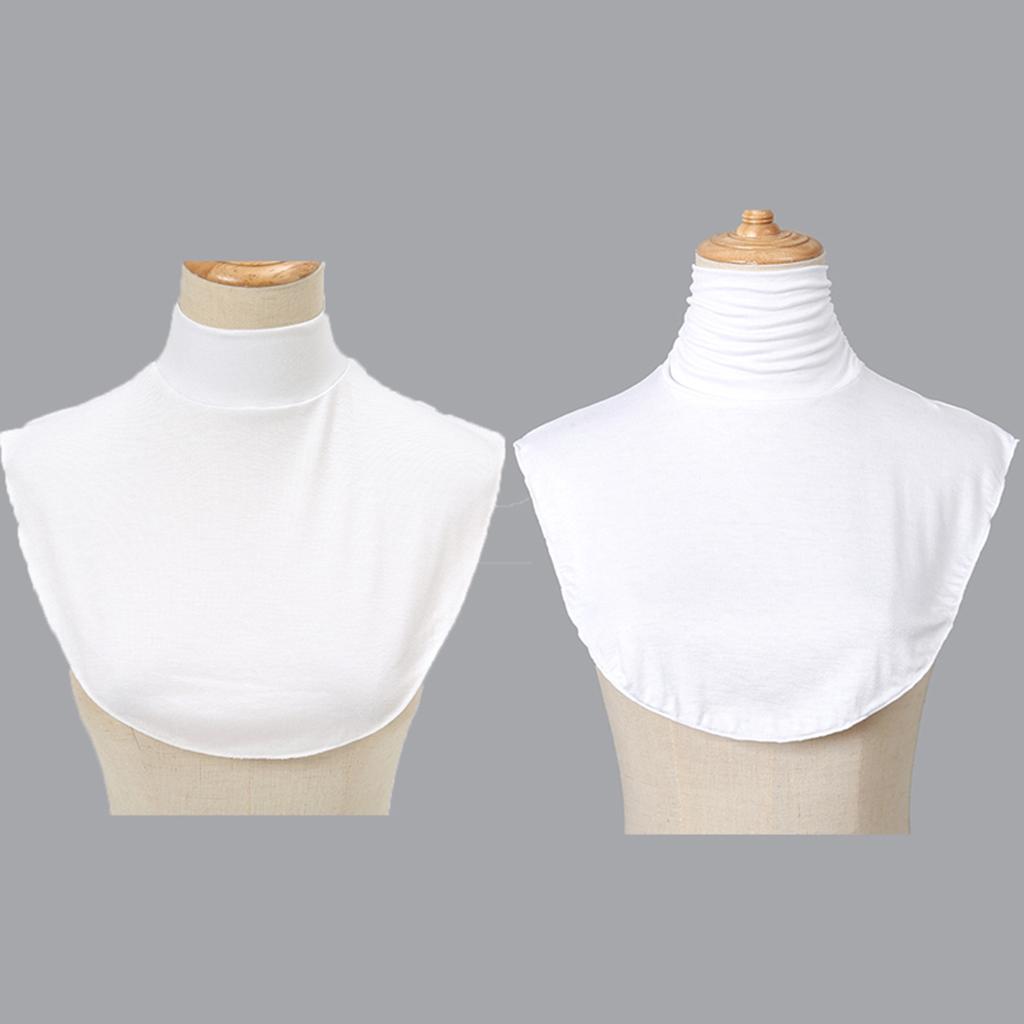 2/Pcs Solid Color Modal High Nack Fake Collar Soft False Collar For Women Solid Color Elastic Jersey Detachable Collar