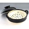 Nagatani-en Healthy Earthenware Steamer, Medium, 27 Cm, 2000 Ml Capacity, Serves 2-4, Direct Heat Only, Black, Iga-yaki, Made In Japan, ZW-22