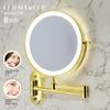 8 Inch Makeup Mirror Matte Gold 3x/5x/7x/10x Magnifying Double Side USB Charging Bathroom 3 Color Light Cosmetic Mirrors