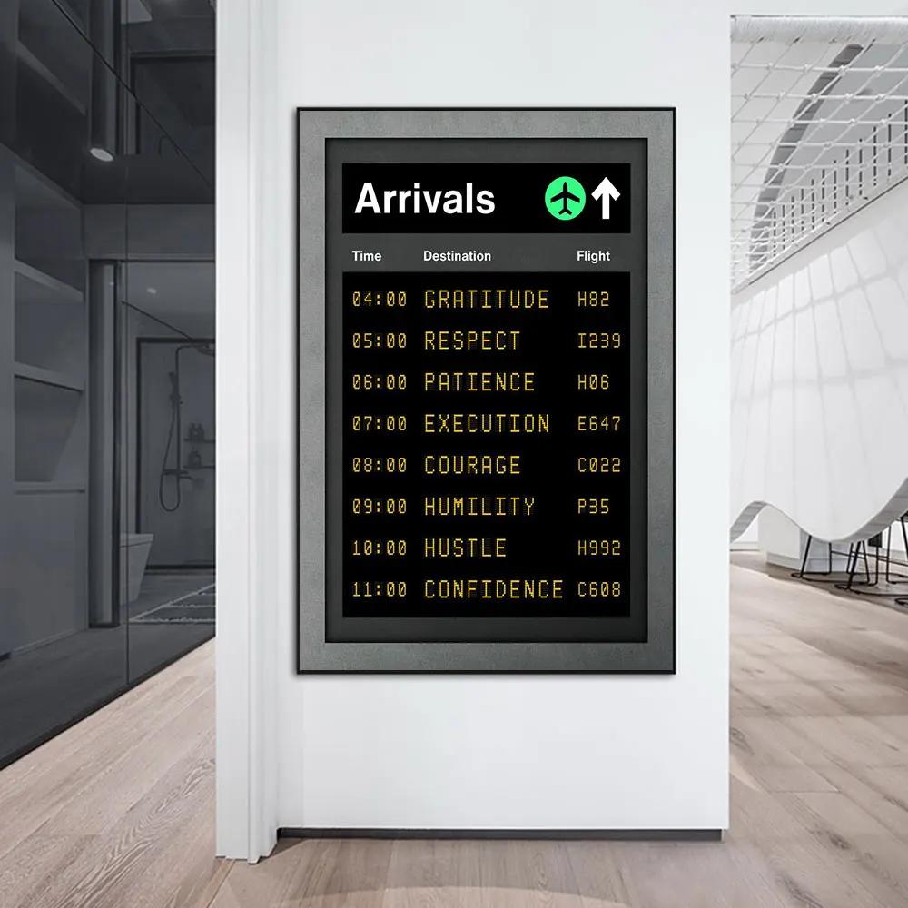 Абстрактные плакаты и принты для настенного искусства с отправлениями и прибытиями в аэропорту, креативные минималистичные картины на холсте, фотографии, декор для комнаты, дома