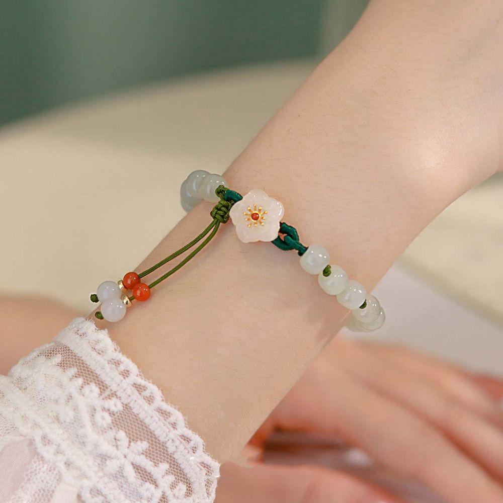 Style Jewelry Emerald Bangles Bead Bracelets Female Hand Chain Women Bangles Stone Bracelets