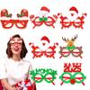 1/6 Pcs Christmas Glasses Glitter Glove Santa Snowmen Trees Reindeer Glasses Frame Plastic Holiday Party Favors Photo Costume Props