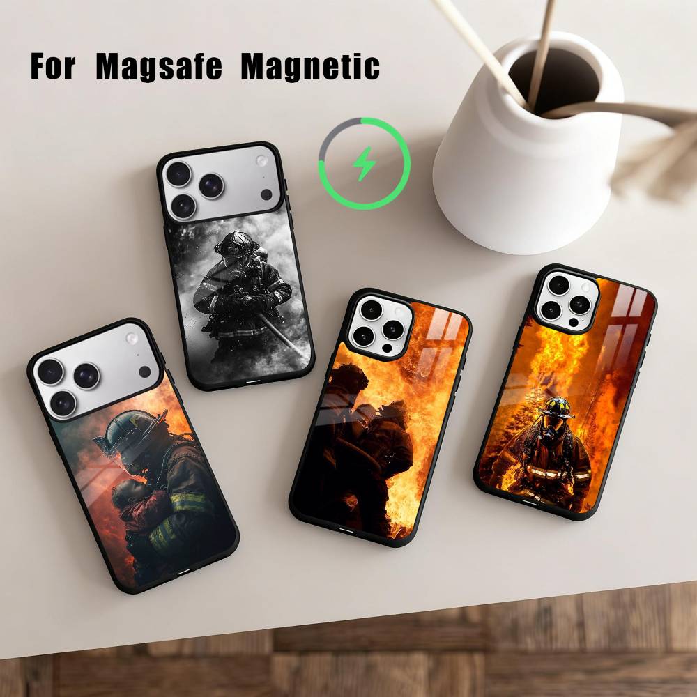 Пожар Пожарный Чехол для Телефона для iPhone 17,16,15,14,13,12,Plus,Pro,Max для Magsafe Магнитная Беспроводная Зарядка