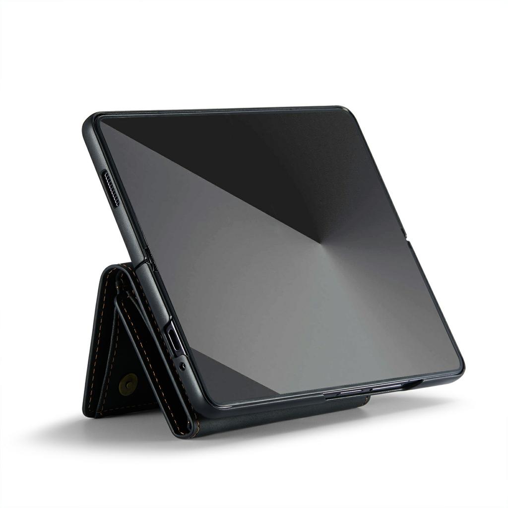 DG.MING M1 Series for Samsung Galaxy Z Fold7 5G Phone Case PU + TPU + PC Back Cover with Magnetic Tri-Fold Wallet Kickstand
