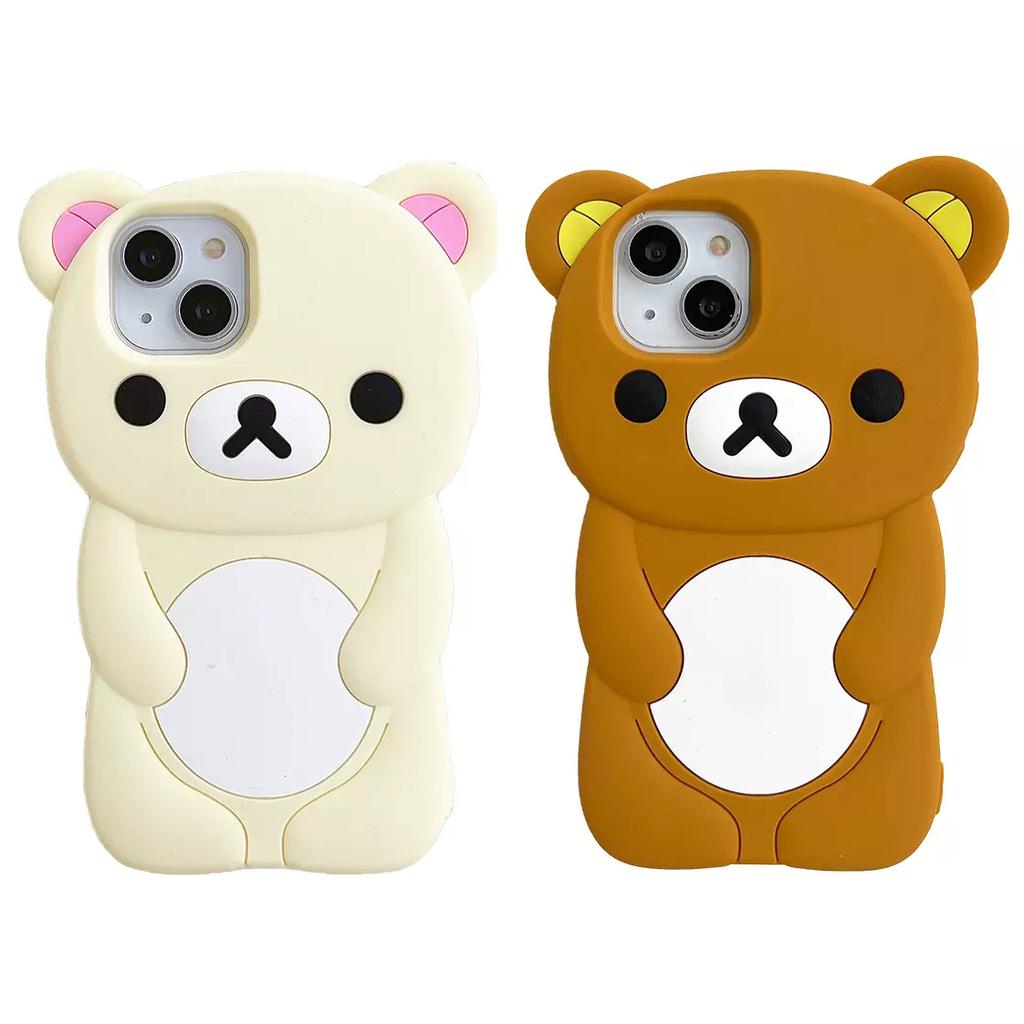 Силиконовый мягкий чехол Rilakkuma Bear для iPhone 16 15 14 13 12 11 Pro Max mini Plus Xs XR 6 7 8 Plus