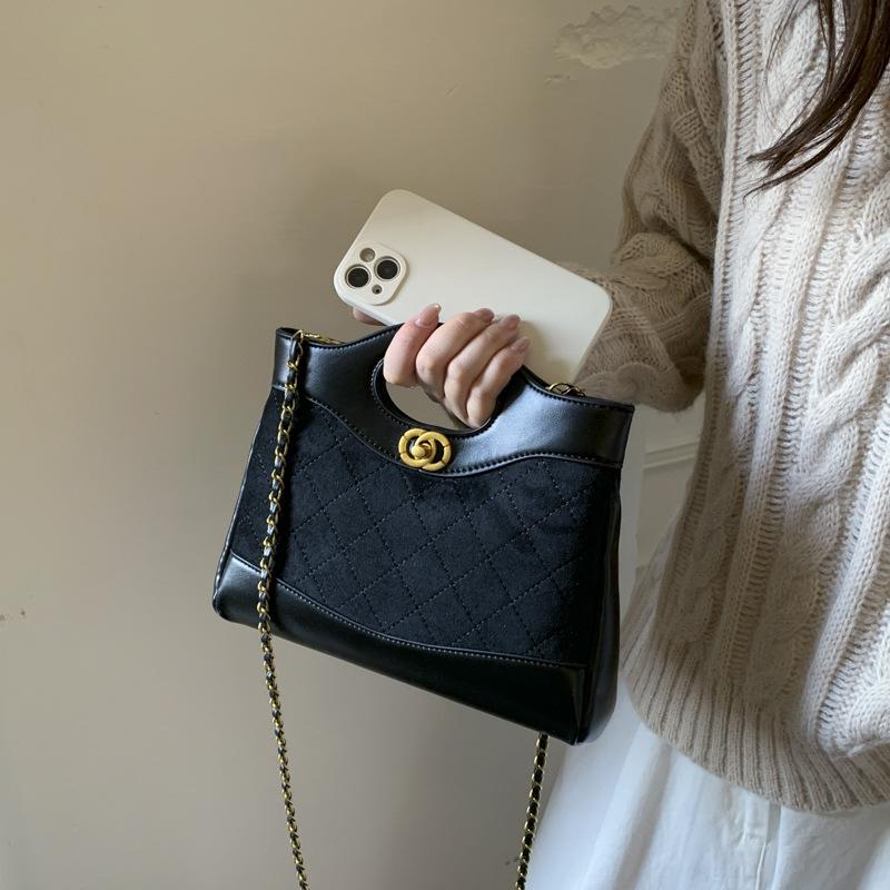 Сумка-цепочка ромбовидной формы женская большой вместимости 2025 новая осенне-зимняя ретро матовая сумка-мессенджер сумка-тоут для поездок на работу