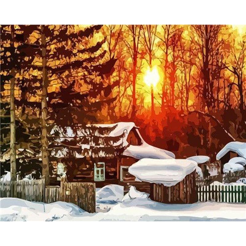 DIY 5D Diamond Painting House Diamond Embroidery Winter Snow Scenery Full Round Mosaic Resin Landscape Cross Stitch Kits