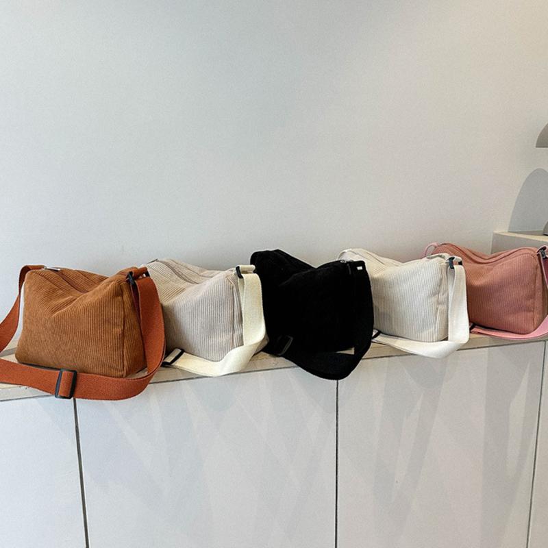 Сплошная вельветовая сумка через плечо, универсальная сумка на молнии, универсальная сумка через плечо для ручной клади