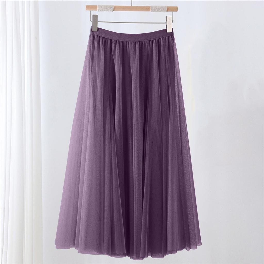 Женская однотонная сетчатая юбка с резинкой, большая юбка средней длины