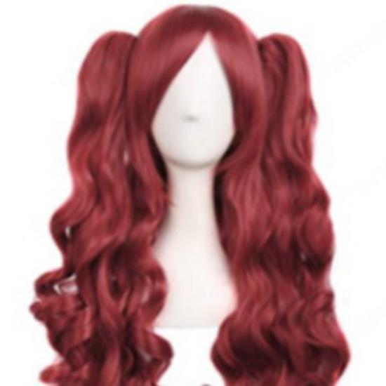 Парик для косплея аниме Лолита, смешанные цвета, длинные вьющиеся волосы с зажимом в 2 хвостика, парики из полных волос, костюм для вечеринки