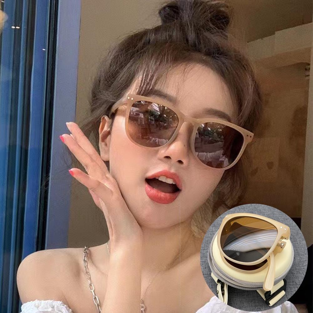 Складные поляризационные солнцезащитные очки в стиле ретро, ​​корейские антирадиационные очки, солнцезащитные очки для женщин, аксессуары, ювелирные изделия