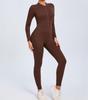European & American Zipper Long Sleeve Yoga Jumpsuit - Women's Nude Feeling Fitness Bodysuit