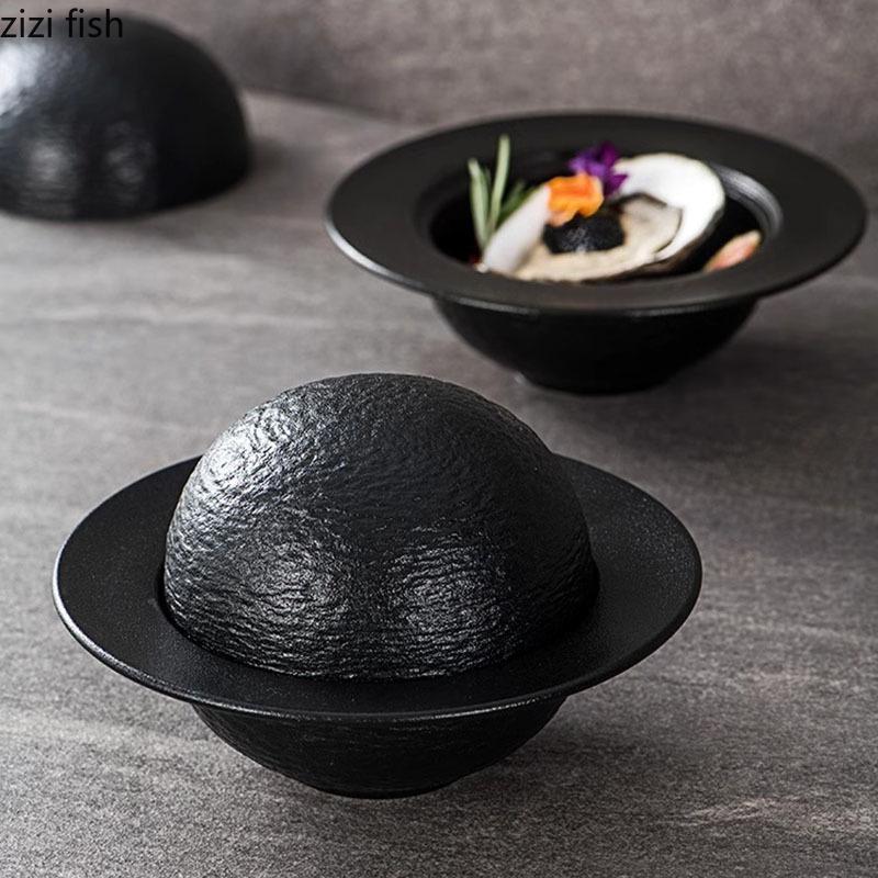 Керамическая миска с однотонной текстурой и крышкой, десертная миска, миска для густого супа, миски для вареных яиц, креативная посуда для ресторана