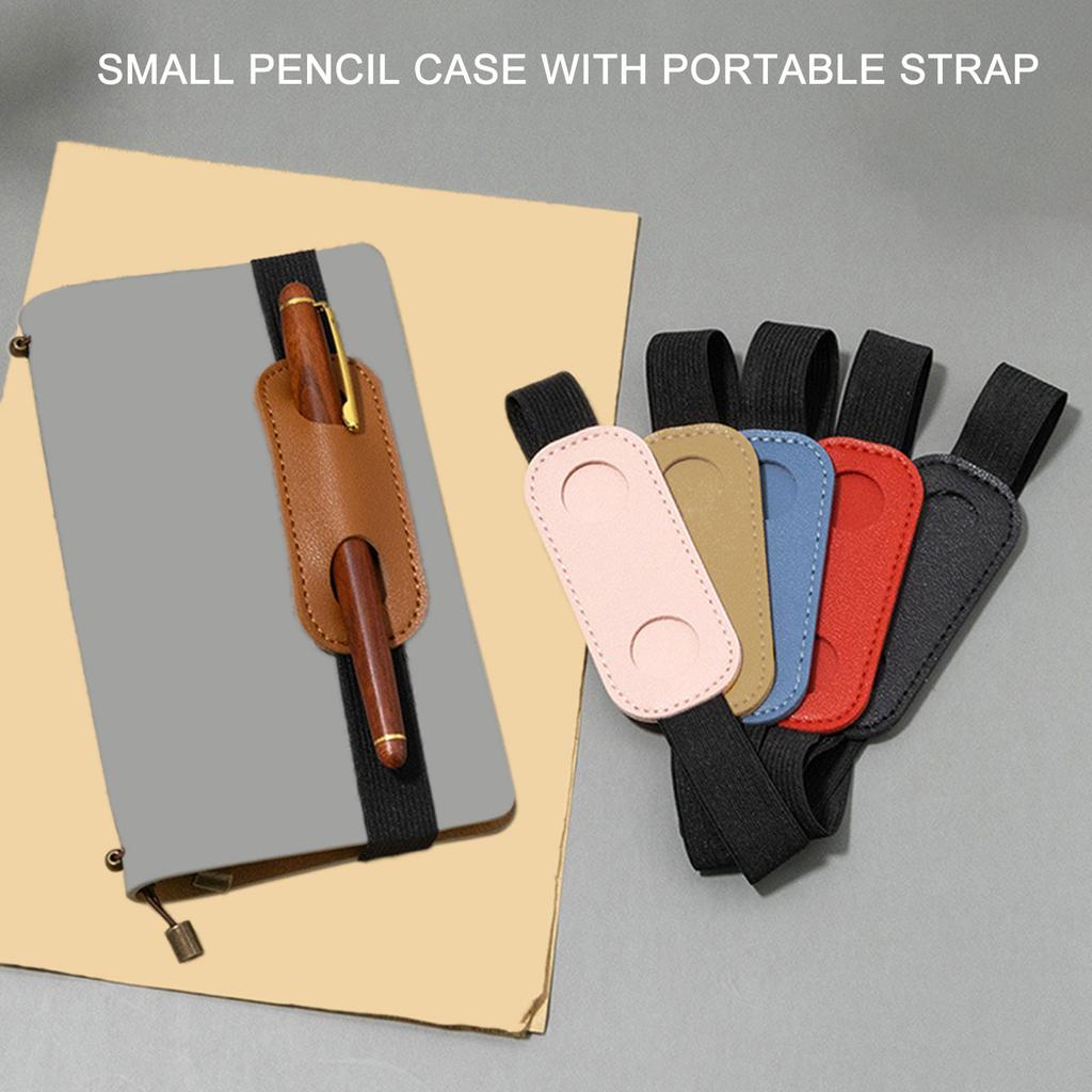 Pen Pouch Elastic Band Pen Holder PU Leather Pen Sleeve Pencil Holder for Notebook Journal Planners Binders and Books